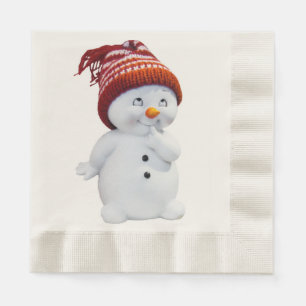SÜßER VERSPIELTER SCHNEEMANN SERVIETTE
