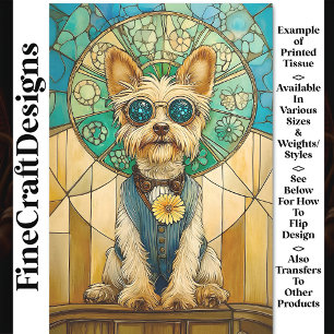 Süßer verspielter Steampunk Yorkie Hund Y7 Decoupa Seidenpapier
