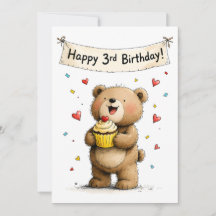 Süßer verspielter Teddybär Glücklicher 3. Geburtst