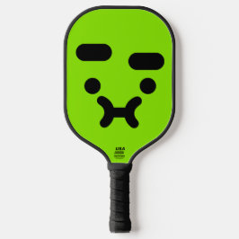 Süßer verwirrter schmollender Gesichtsausdruck Grü Pickleball Schläger