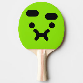 Süßer verwirrter schmollender Gesichtsausdruck Grü Tischtennis Schläger