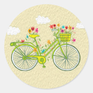 Süßer Vintage-Blumen-Fahrrad-Aufkleber Runder Aufkleber