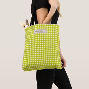 Süßer vintage chartreuse Gingham Karo personalisie