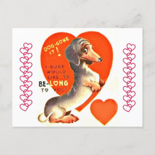 Süßer Vintage-Dachshund-Welpe Valentinstag Postkarte