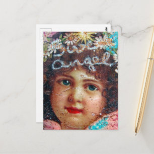 Süßer Vintage-Engel-Collage Postkarte