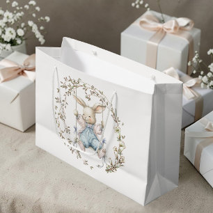 Süßer Vintage-Hase im Schaukel-Baby-Shower Große Geschenktüte