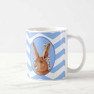 Süßer Vintage-Hase und Chevron-Muster Tasse