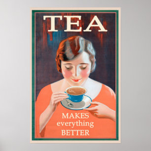 Süßer Vintage-Heißer Tee Poster