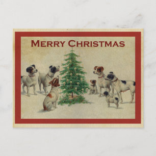 Süßer Vintage-Hund Frohe Weihnachten Postkarte