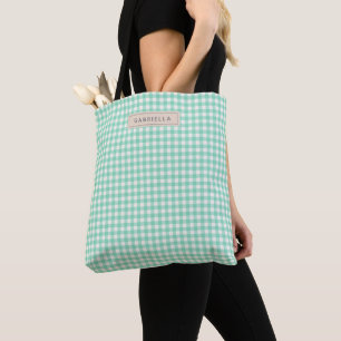 Süßer vintage mintgrüner Gingham-Karo personalisie