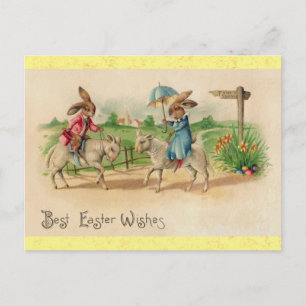 Süßer vintage Osterhase Hase Postkarte