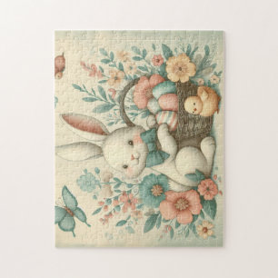 Süßer, vintage Osterhase & Küken Puzzle