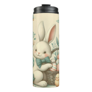 Süßer, vintage Osterhase & Küken Thermosbecher