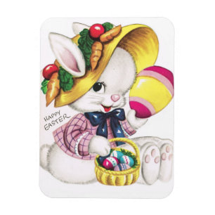 Süßer vintage Osterhase mit Ei Magnet