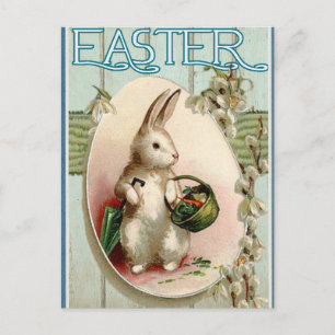 Süßer vintage Osterhase Postkarte