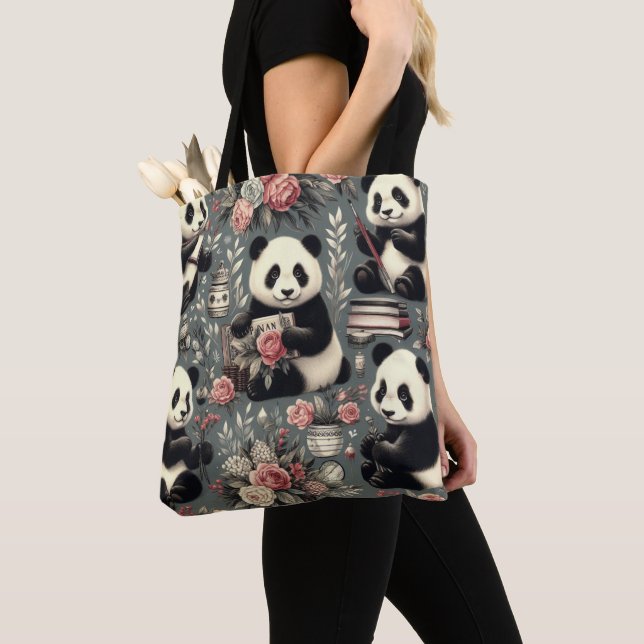 Süßer vintage Panda Blumenmuster (Von Nahem)