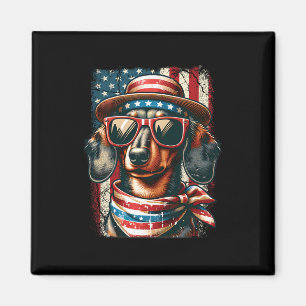 Süßer vintage-patriotischer Dachshund-Hund Retro 4 Magnet