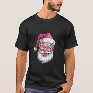 Süßer vintage rosa Weihnachtsmann lustiger Weihnac T-Shirt