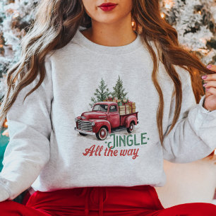 Süßer vintage roter Auto Weihnachtsbaum Sweatshirt