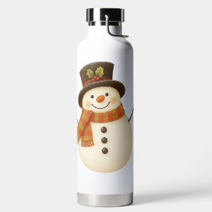 Süßer, vintage-rustikaler Schneemann Trinkflasche