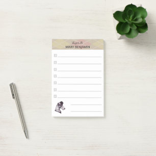 Süßer Vintage-Schnauzer-Hundhut karierte Dinge zu Post-it Klebezettel