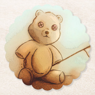 Süßer vintage Teddybär, maßgeschneiderter Unterset Untersetzer