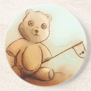 Süßer vintage Teddybär, SandStone Untersetzer