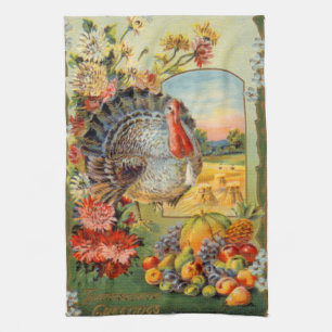 süßer vintage Thanksgiving Truthahn Geschirrtuch