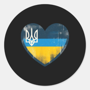 Süßer vintage-ukrainischer Bynner-Fan Ukraine-Flag Runder Aufkleber