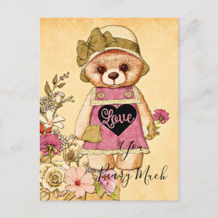 Süßer vintage Valentinstag Bär Postkarte