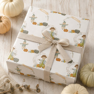 Süßer Vintage-Vogelscheuche Halloween Geschenkpapier