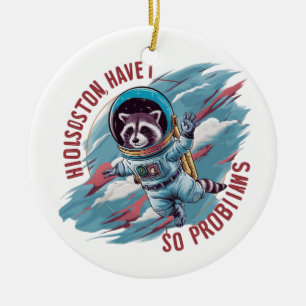 Süßer vintage Waschbär-Astronaut Keramik Ornament