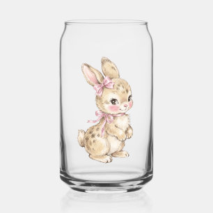 Süßer Vintage-Wasserfarben-Hase mit rosa Schleifen Dosenglas