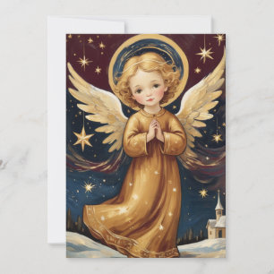 Süßer vintage Weihnachtsengel mit persönlicher Nac Feiertagskarte