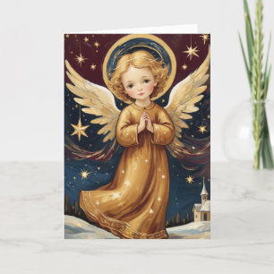 Süßer vintage Weihnachtsengel mit persönlicher Nac Feiertagskarte