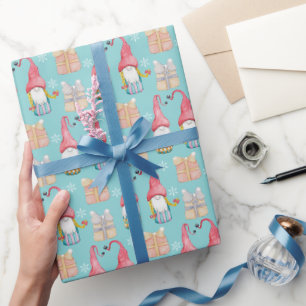 Süßer Vintage-Weihnachtsgeschenk-Gnom Geschenkpapier