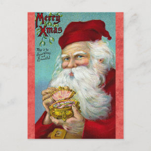Süßer Vintage-Weihnachtsmann Retro-Weihnachten Postkarte