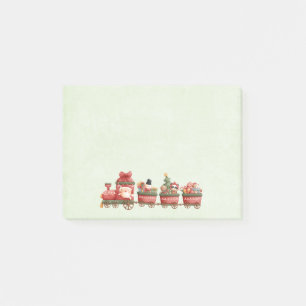 Süßer vintage Weihnachtszug mit Spielzeug Post-it Klebezettel