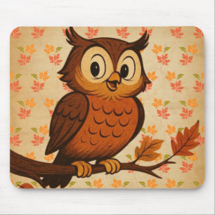 Süßer, vintage whimischer Herbst/Eulen-Herbst Mousepad