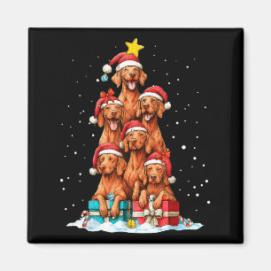 Süßer Vizsla Viszla Hund Weihnachtsbaum Xmas Hut Magnet
