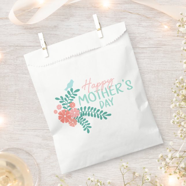 Süßer Vogel auf Blumen-Muttertag-Design Geschenktütchen (Ausgeschnitten)