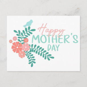 Süßer Vogel auf Blumen-Muttertag-Design Postkarte