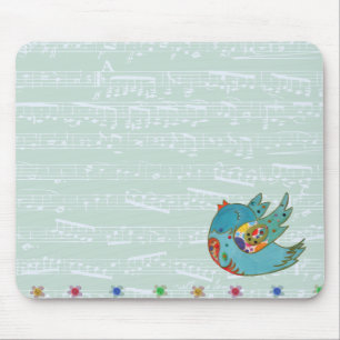 Süßer Vogel fliegt und singt Mousepad