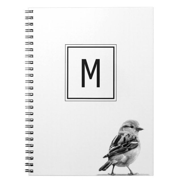Süßer Vogel mit Ihrem Anfangsbuchstaben  Notizblock (Vorderseite)