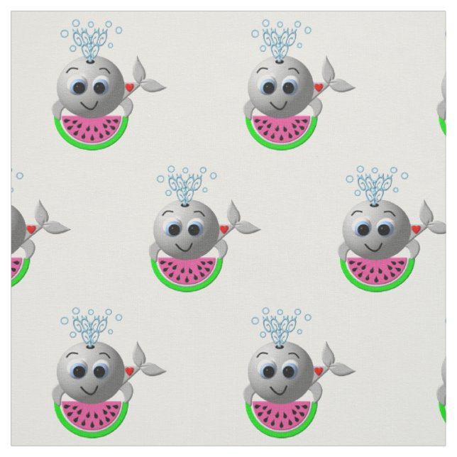Süßer Wal und Wassermelone Stoff (Muster)