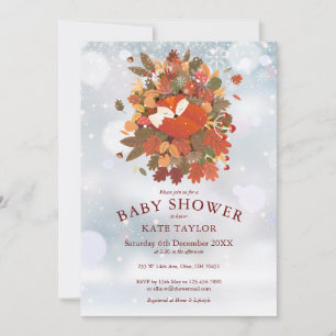 Süßer Wald-Fuchs-Welpe Winter-Baby-Party Einladung