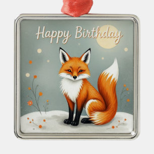 Süßer Wald Fuchs zum Geburtstag Ornament Aus Metall