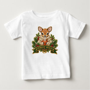 Süßer Wald umarmt Babyhirsch-Kleinkind-Weißes T-Sh Baby T-shirt