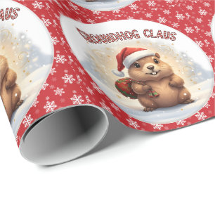 Süßer Waldmurmeltier-Weihnachtsmann Lustiger Waldm Geschenkpapier