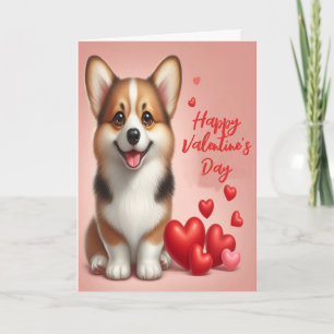Süßer walisischer Corgi Hund Frohen Valentinstag Feiertagskarte